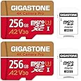 [5-Yrs Free Data Recovery] Gigastone 256GB 2-Pack Micro SD Card, 4K Game Pro, MicroSDXC Memory Card for Nintendo-Switch, GoPro, Action Camera, DJI, UHD Video, R/W up to 100/60MB/s, UHS-I U3 A2 V30 C10