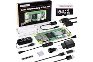 GeeekPi Raspberry Pi Zero 2 W Starter Kit, with RPi Zero 2 W Case, 32GB SD Card Preloaded OS, QC3.0 Power Supply, 20 Pin Header, Micro USB to OTG Adapter, HDMI Cable, Heatsink, ON/Off Switch Cable