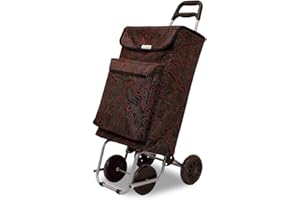 Amig - Carro de la Compra de 4 Ruedas - Bolsillo Exterior para Congelados - Carga Máxima 15kg - Capacidad de 48 litros - 22x40x106 cm - Negro