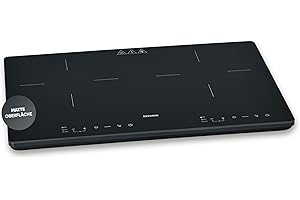 Severin Induktionskochplatte 2 Platten, kratzfeste Glaskeramik-Kochfelder, matt, 10 Leistungsstufen, Touch-Display, Timerfunktion, automatische Abschaltung, 3.400W, schwarz, Glas, DK 1033