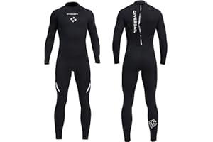 Owntop Men's Women's Full Length 3/2mm Wetsuit, Ultra-Stretch Long Sleeve Winter Wetsuit, Back Zip Adult Neoprene Surfing Diving Wet Suit