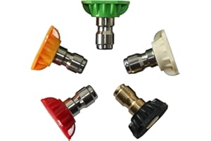 LANDSCAPE LIGHTS2K Set Ugelli Spruzzatori Idropulitrice Punte per Ugelli Idropulitrice in Acciaio Inox Ugello Gradi multipli Collegamento Rapido Accoppiatore Girevole per Idropulitrice pulizia dell'auto 5 pcs(5 Colori）