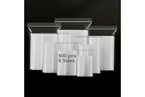 AKOLAFE 600 sztuk worków z zamkiem błyskawicznym 120 µm, z 6 przezroczystymi torebkami plastikowymi, zamykane na zamek błyskawiczny, małe woreczki zapinane na zamek błyskawiczny, wodoszczelne