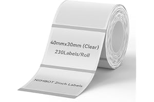 NIIMBOT Thermo Etiketten Selbstklebend, B1/B21/B3S Etikettenband Papier für Schule, Zuhause, Büro, Kleine Unternehmen (Klar-Rechteck-40 x 30mm)