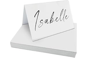 BESTAFIESTA Name Place Cards Plain Blank White Folding Folded Table Name Cards for Wedding Party Birthday Table Settings 100 Cards