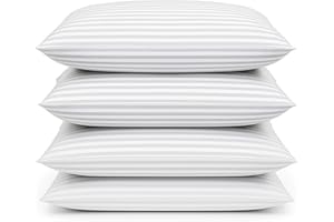 Comfy Nights Pillow 4 Pack Hotel Quality Stripe Bed Pillows Hypoallergenic & Anti Dust Mite Resistant Firm Support Side Sleeper Bounce Back Pillow (Pack of 4)