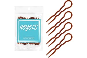 HOYOLS Lot de 12 épingles à cheveux françaises marron pour femmes, 8,9 cm, bâtons à cheveux en forme de U pour chignons, fourchettes torsadées françaises, épingles à cheveux pour coiffage et chignons,