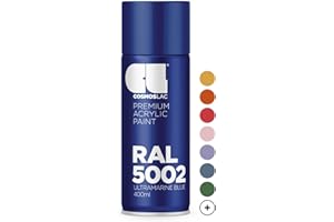CL COSMOS LAC vernice acrilica spray in molte tonalità RAL – bomboletta spray da 400 ml perfetta per fai da te, upcycling e altri lavori di verniciatura (RAL 5002 – blu oltremare)
