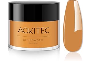 Aokitec Dip Powder 28g, couleur caramel, poudre acrylique à tremper pour des ongles à tremper longue durée 28+ Poudre à ongles pour nail art débutant et professionnel, pas besoin de séchage