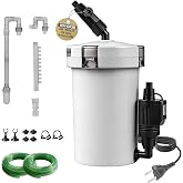 EXLECO External Aquarium Filter 400L/H 6W Fish Tank Filter Adjustable Flow with Filter Material and Hose Aquariums Tube, Aqua