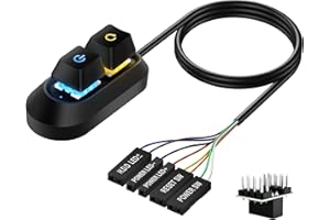 SinLoon Desktop Computer External PC Power Button PC Power Switch Multifunctional Desktop Button for Easy Start and Reset Control with LED Light-2M/6.5FT