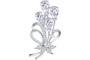 Wendalern Rhinestone Flor Broche Alfiler Plata Tono Cristalino Floral Alfiler Elegante Flor Cluster Corsage Broche Vintage Boda Novia Alfileres de solapa Ropa Accesorios Joyería para Mujeres Niñas