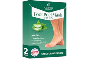 PLANTIFIQUE Fotpeelingmask med aloe vera-doft, 2 par, dermatologiskt testad | Exfolierande fotmask för torra fötter och hälar, hjälper till att avlägsna döda hudceller och ger en mjukare hudkänsla