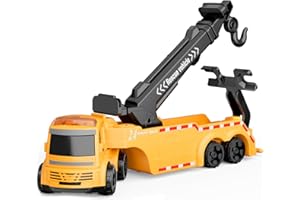 GizmoVine Abschleppwagen Spielzeug, LKW, Trägheits-lastwagen mit 360° Drehbarer Autokran, 180° Drehung Vorne, Kinderspielzeug Geburtstagsgeschenk für 2 3 4 5 6 Jahre