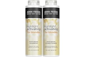 John Frieda Sheer Blonde Highlight Activating Moisturising Shampoo and Moisturising Conditioner Duo Value Bundle for Naturaland Colour - Treated Blonde Hair, 2 x 500 ml