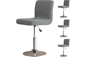 LIFEDX Bar Stool Covers Stretch Set of 2/4/6 Pack, Barstool Chair Slipcovers with Backs Square, Stool Cushion Slipcover Washable Barstool Protector Covers for Dining Room Kitchen-Dark Gray||4PCS