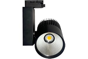 ONSSI Foco de Carril LED 30W Monofásico de 2 Hilos Negro Calido 3000k Alta Luminosidad 3000lm Foco Led de Techo, Iluminacion de Comecial
