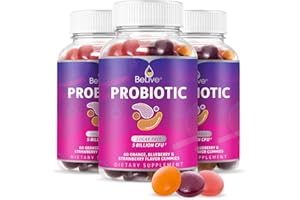 BELIVE Probiotic Sugar Free Gummies - 5 Billion CFUs (Highest Strength Probiotics Gummy), Gut Digestive Support, Immune System Chewable Supplement for Kids, Men & Women - Mix Berries (3 Bottles)