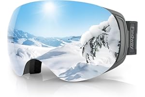 Findway Ski Goggles,Snowboard Goggles for Men Womens Ladies Over Glasses OTG, Magnetic Interchangeable Spherical Lens,Anti-fog 100% UV Protection, Anti-glare Goggles for Skiing Snowboarding