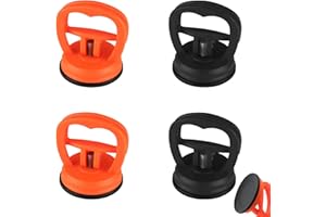 DTGECD 4 Pack Dent Puller Kit, Car Dent Removal Tools with Strong Suction Cups, Auto Body Repair Kit for Small Dents, Glass, Tiles and Object Moving, Compact 6.5 X 5.5 Cm (2 Black, 2 Orange)