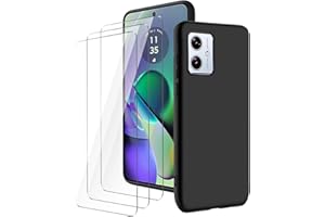 LYZXMY Hülle für Motorola Moto G54 5G(6.5") Schwarz Handyhülle + 3 Stück Gehärtetes Glas Schutzfolie, Case Weich Silikon TPU Schutzhülle Cover 9H Härte HD Gehärtetes Glasfolie Glas