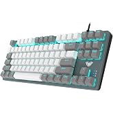 Aula F3287 Mavi Işıklı Kablolu Mekanik İngilizce Q TKL Gaming Oyuncu Klavyesi