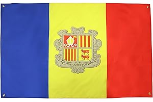 AZ FLAG Bandera Andorra 150x90 cm con 4 ojales, Pabellón Andorrano para balcón o pared