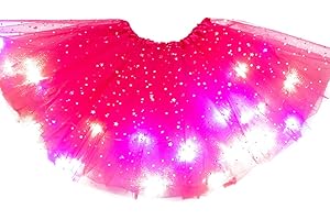 DOMEILLEUR Magic Light Princess LED Dancing Skirt Luminous Christmas Party Stage Tulle Ballet Girl Girls Rainbow Tutu Shiny Skirts Outfit Layered Ballet Tulle Sparkling Skirt for Girl