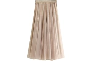 SotRong Damska spódniczka tiulowa tutu elastyczna wysoka talia, warstwowa, siatkowa, balet, wesele, bal, midi, plisowana spódnica na łydkę