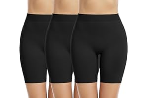 Memoryee 3 Pezzi Pantaloncini Sottogonna Donna Anti Sfregamento Elastiche Vita Alta Senza Boxer Shorts Leggings per Yoga e Ciclista