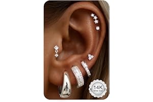 CASSIECA 7Paia Orecchini Cerchio Oro Argento Piercing Orecchio Acciaio Chirurgico Orecchini Anallergici Donna Piercing Helix Trago per Fori Multipli