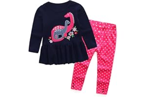 CORALUP Toddler Girls Clothes Outfit Little Kids Pajamas Sets Long Sleeve T-Shirt Floral Pants 2Pcs Clothing Set 18Months-7Years