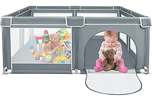 MUL-BOUTIQUE Parc Bébé, 180x150 cm, d'Activité pour Enfants avec Base, modulable, pliable, grand parc pour enfant en bas âge Avec Porte Zippée (gris)