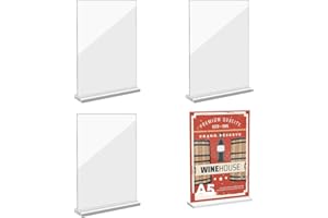 thirei Expositor de Acrílico, Porta Letreros A5, Pack de 4 Soportes de Mesa Acrílicos, Soportes Publicitarios para Restaurantes, Menús, Documentos, Oficina