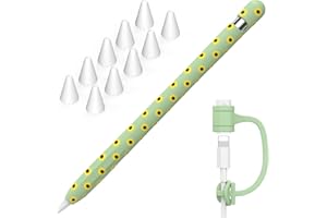 NIUTRENDZ Tournesol Silicone Housse de Protection pour Apple Pencil 1ère génération Accessoires avec Couvercle de Pointe Apple et Cordon d'adaptation de Câble (Vert)