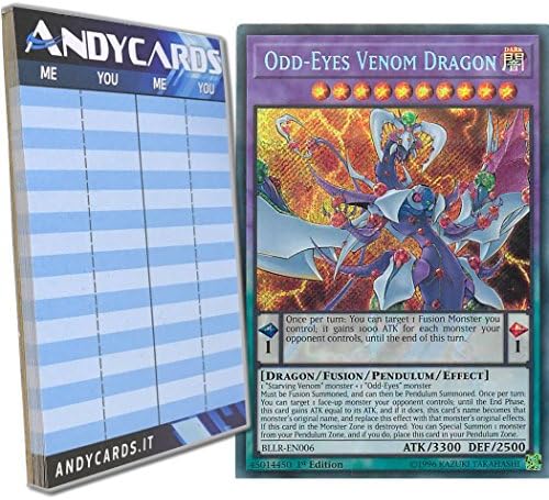 Yu-Gi-Oh! - ODD-EYES VENOM DRAGON - Secret BLLR-EN006 in ENGLISH + Andycards Scorepad