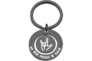 AKTAP Sign Language Jewelry The Moon And Back Keychain ASL Sign Language Gift Interpreter Gift ASL Jewelry