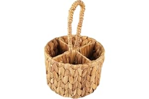 KESOTO Cesta de Mimbre para Guardar Cubiertos, Organizador de Utensilios de Cocina para Tenedores Y Cucharas