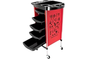 WEIGR Carrello mobile carrello da parrucchiere carrello cosmetico carrello portaoggetti con 5 cassetti e ruote, accessorio per parrucchiere per casa, salone di bellezza, parrucchiere, SPA, salone unghie, 52