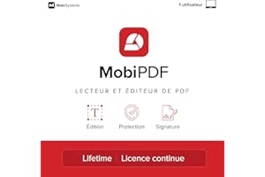 MOBISYSTEMS MobiPDF Lifetime - Éditeur professionnel de PDF - Licence à vie | Éditer, protéger, annoter, remplir et signer des PDF pour 1 utilisateur | 1 PC Windows