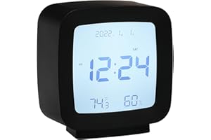 Augot Alarm Clocks Bedside, Battery Operated Alarm Clock Mini Digital Clock with Snooze Function, Temperature Display, Humidity Display for Living Room Bedroom Travel