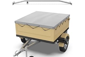 Tarpofix® Bâche pour remorque plate 140 x 105 x 7,5 cm + 1x arceau de bâche (réglable 100-145 cm) - Bache remorque PVC - Bâche de couverture pour diverses remorques de voitures de 350kg & 500kg FP DDR