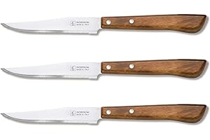 INOXBONOMI Bonomi Set 3 Coltelli in Acciaio Inox Manico in Legno