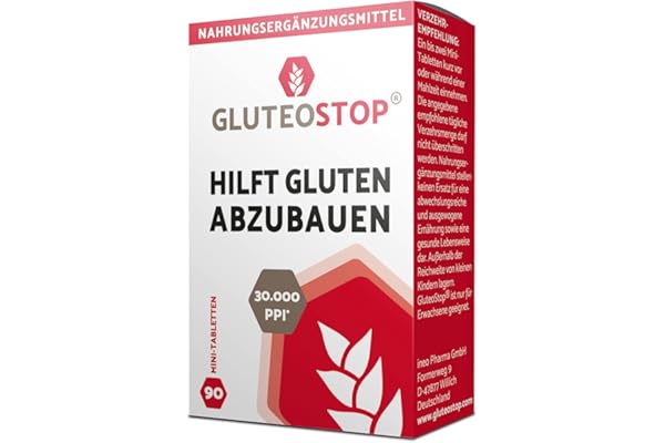GluteoStop comprimés gluten | aident à décomposer le gluten en cas de sensibilité au gluten et d'intolérance au gluten | alimentation pauvre en gluten | enzyme | 90 mini-comprimés