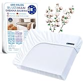 BLUZIMAN Fitted Sheet 135 x 200 cm Adjustable Cotton, Fitted Sheet 100% Made in Spain 400 Threads, Luxurious Satin Combed Vir