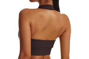 Vertvie Neckholder Sport BH Rückenfrei Fitness Bustier Damen Gepolstert Push Up BH Ohne Bügel Sport BH Top Yoga Bra Mittlerer Halt Workout