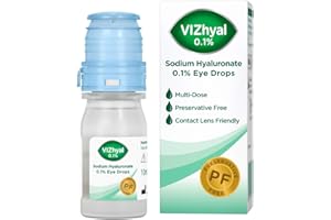 VIZULIZE VizHyal – Preservative Free Eye Drops – Sodium Hyaluronate 0.1% - for Treatment of Dry Eyes – 10ml