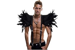 keland Bufanda gótica de plumas negras encogimiento de hombros bufanda Halloween fiesta disfraz charreteras pajarita corbata cuello(negro-004)