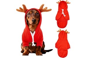 BIPY Dog Outfit Christmas, Winter Dog Warm Clothes With Foldable Reindeer Horn Jumpsuit,Windproof and Warm, Cat Dog Hoodie New Year,Gift for Puppy gifts for Pet,Large