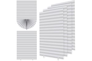 DASHUAIGE 4 Pack Stick-On Blackout Shades, Temporary No-Drill Paper Curtains for Bedroom, Bathroom and Home Use – Easy Fit (White, 60W x 150H cm)